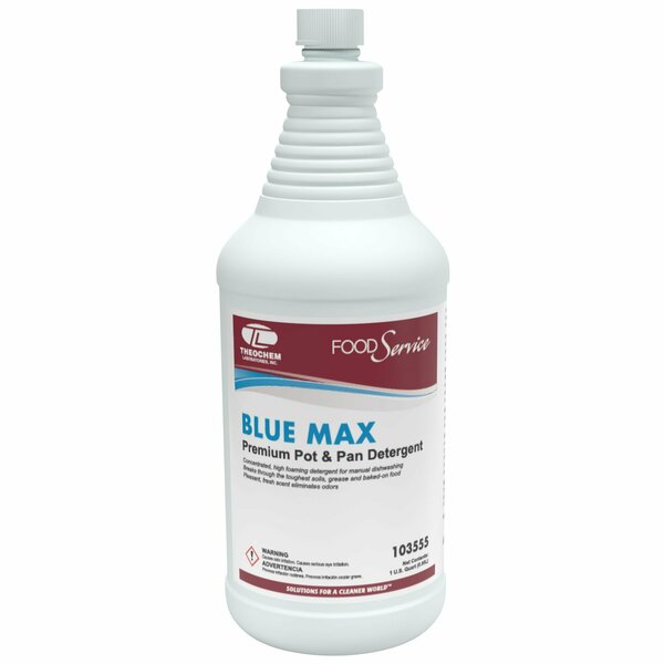 Theochem BLUE MAX - 12/1 QT CASE, Manual Dishwashing Liquid, 12PK 103555-99990-1Q